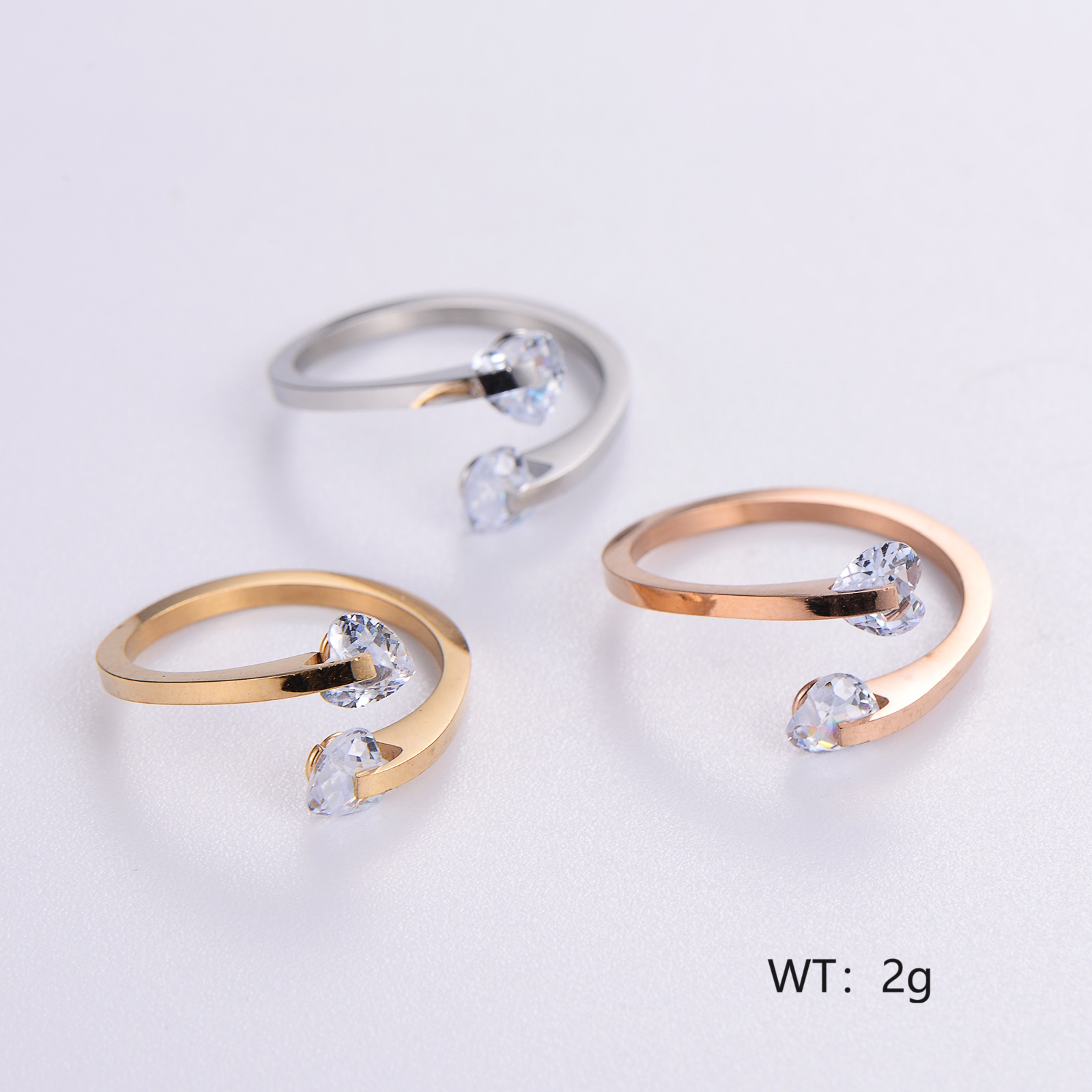 Simple Style Commute Geometric Stainless Steel Plating Inlay Zircon 18k Gold Plated Rose Gold Plated Rings display picture 3