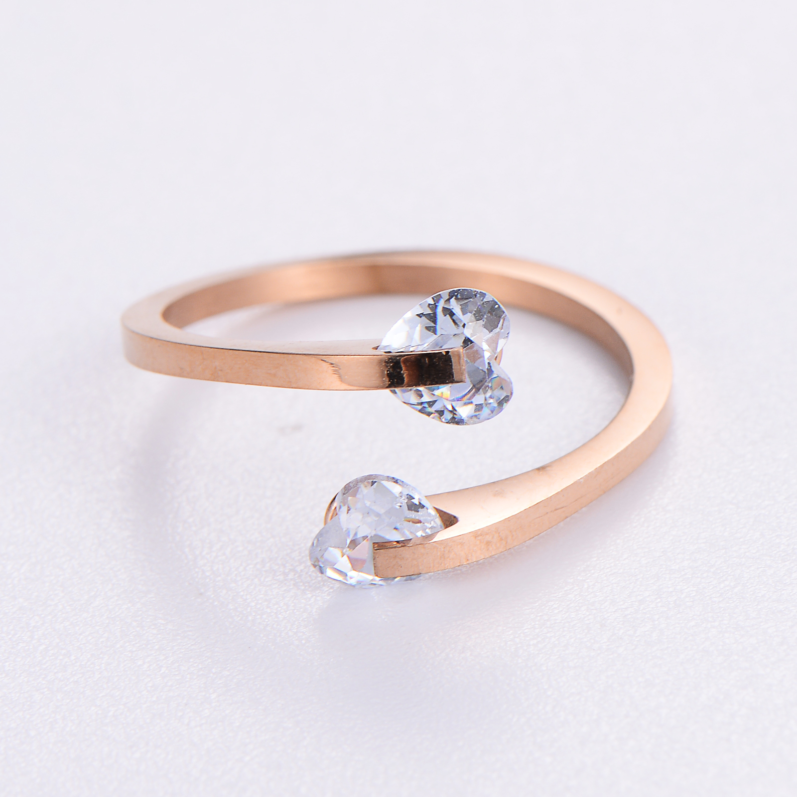 Simple Style Commute Geometric Stainless Steel Plating Inlay Zircon 18k Gold Plated Rose Gold Plated Rings display picture 8