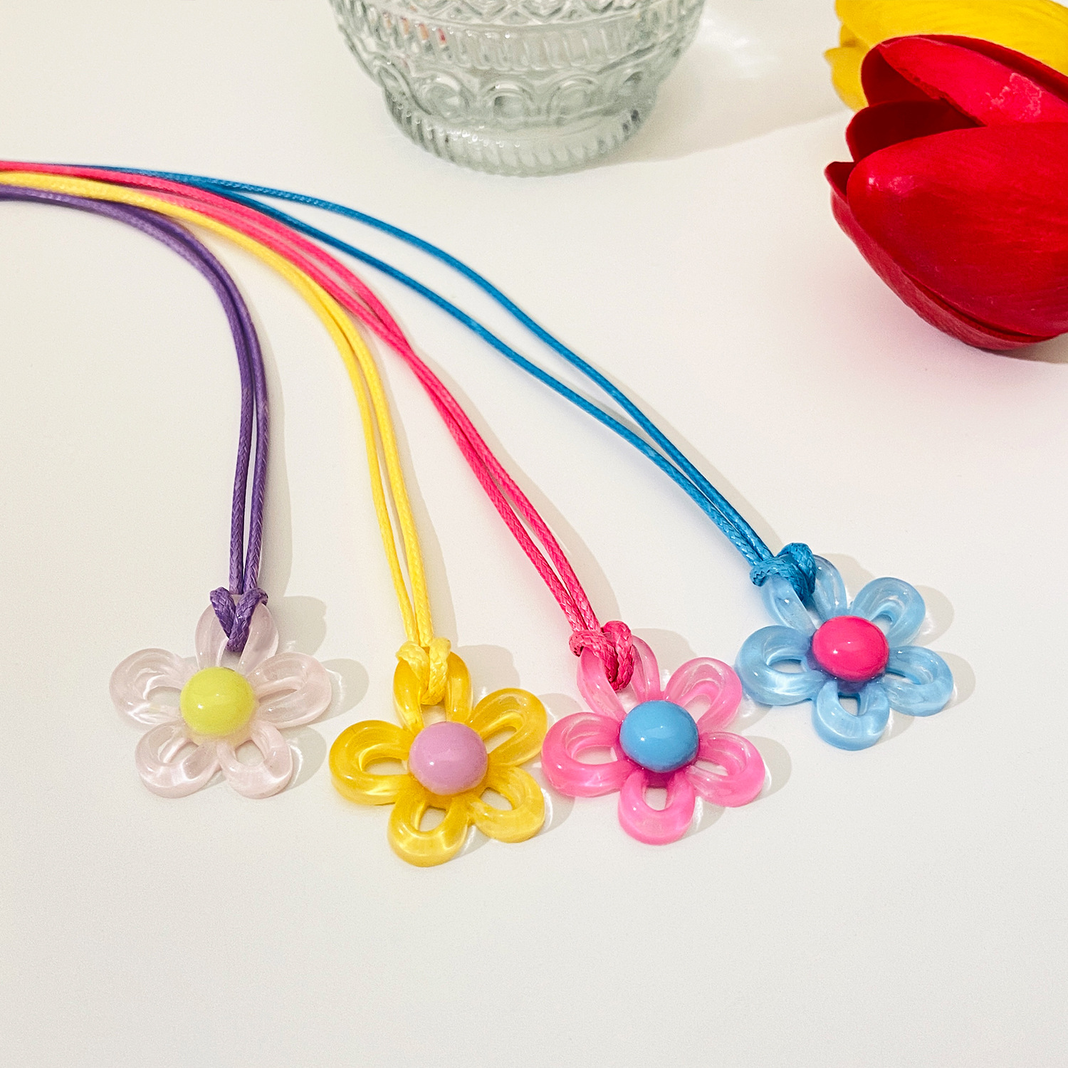 Modern Style Sweet Flower Arylic Wholesale Pendant Necklace display picture 5