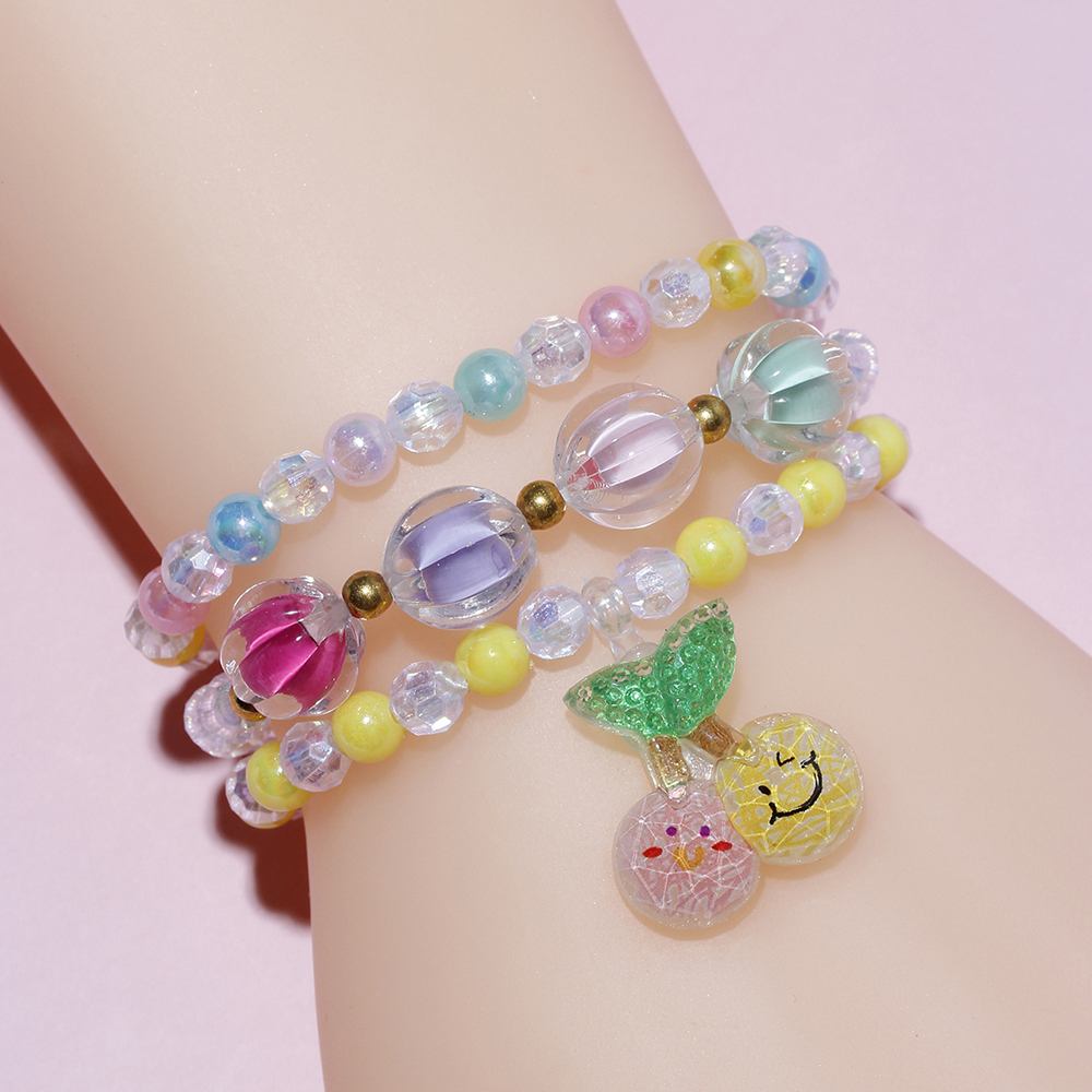 Princess Cute Sweet Cherry Fruit Arylic Resin Beaded Girl's Bracelets display picture 1