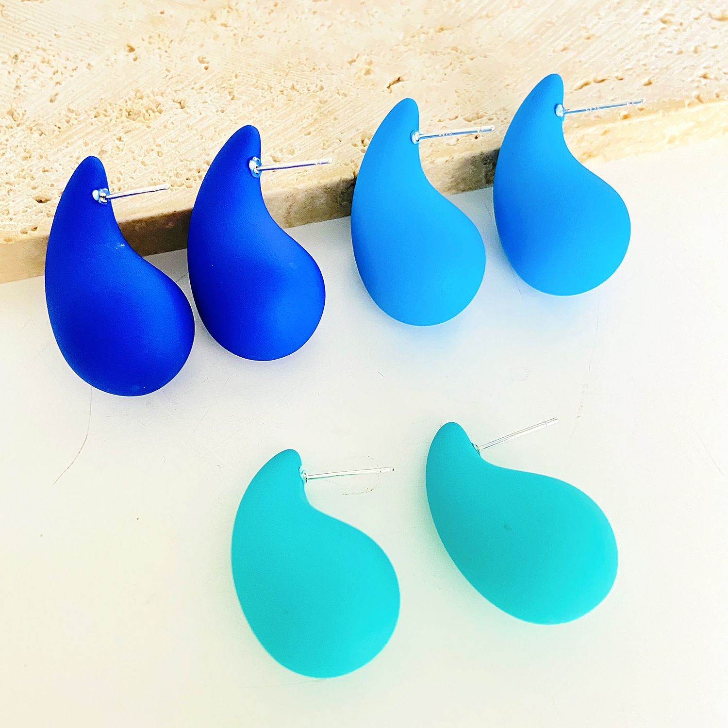 1 Pair Simple Style Commute Water Droplets Plating Alloy Ear Studs display picture 5