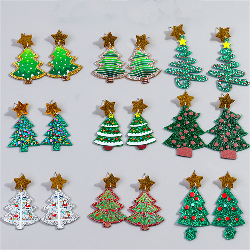 1 Pair Cute Sweet Christmas Tree Arylic Drop Earrings display picture 4