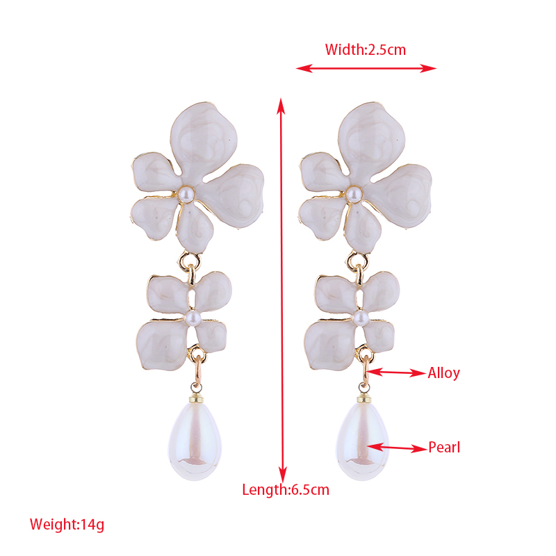 1 Pair Elegant Luxurious Flower Petal Enamel Alloy Drop Earrings display picture 1