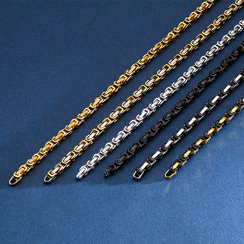 Hip-Hop Solid Color 18K Gold Plated Titanium Steel Wholesale Bracelets Necklace display picture 2