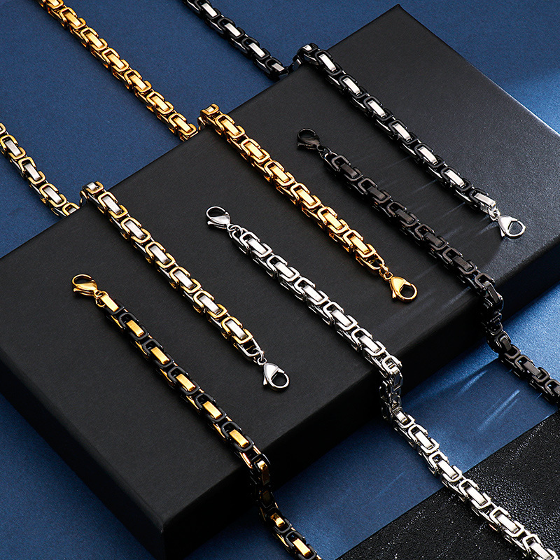 Hip-Hop Solid Color 18K Gold Plated Titanium Steel Wholesale Bracelets Necklace display picture 4