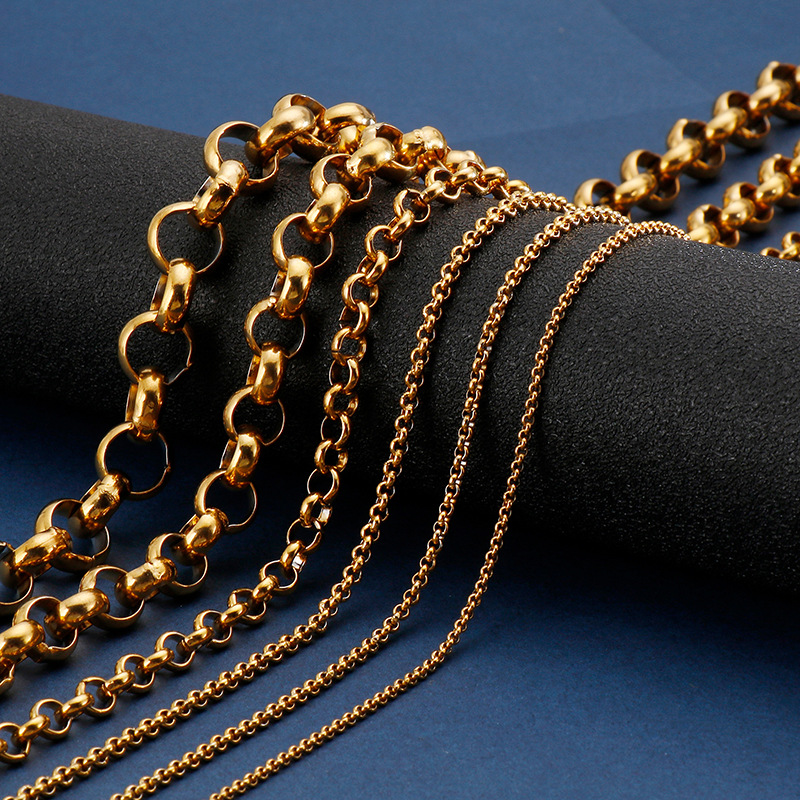 Simple Style Solid Color Titanium Steel Chain 18K Gold Plated Men's Necklace display picture 1