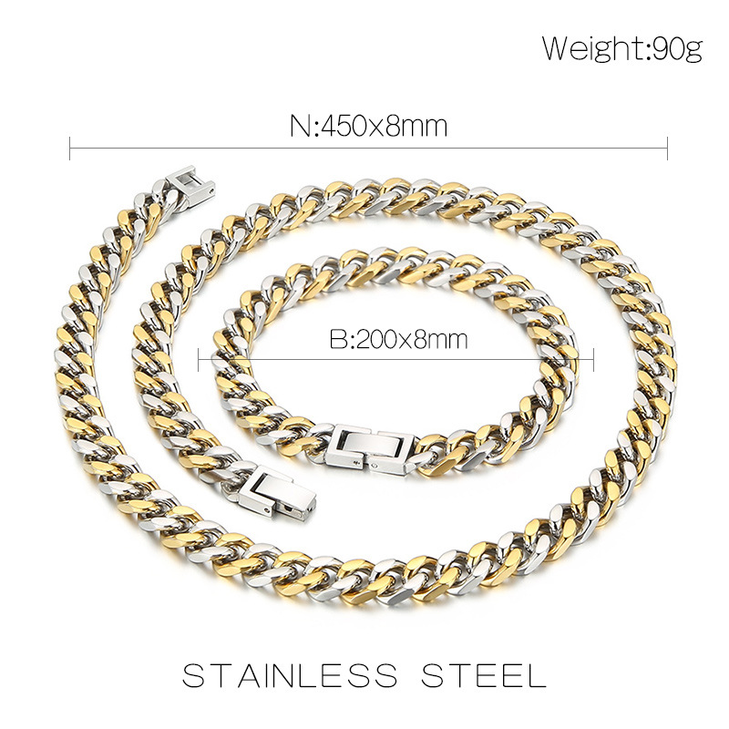 Titanium Steel 18K Gold Plated Hip-Hop Retro Chain Solid Color Necklace display picture 2