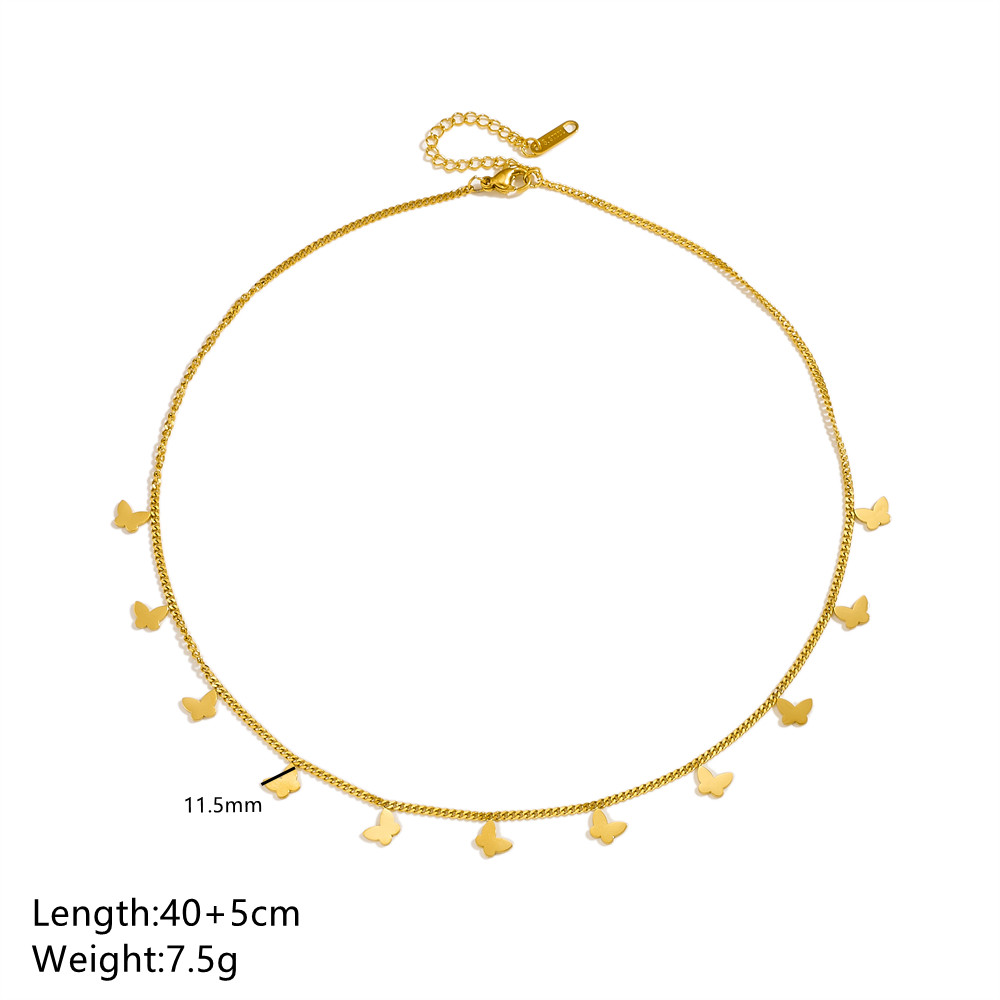 Titan Stahl 18 Karat Vergoldet Elegant Überzug Mond Herzform Schmetterling Zirkon Halskette display picture 6