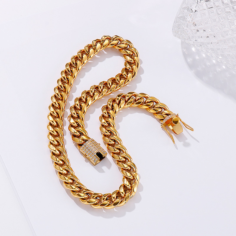 Simple Style Geometric Solid Color Titanium Steel Plating Chain 18K Gold Plated Men's Jewelry Set display picture 2