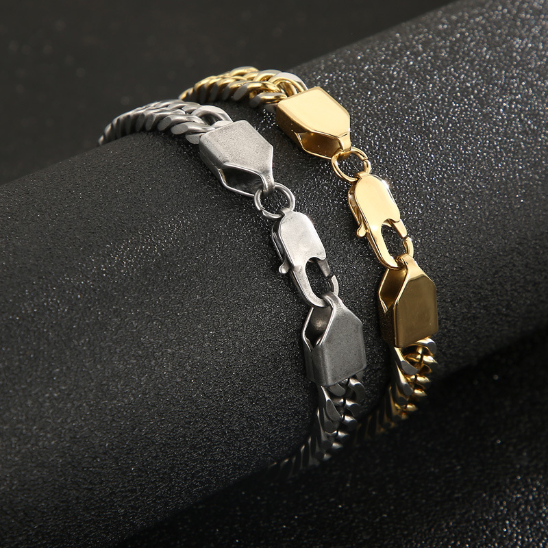 Hip-Hop Simple Style Geometric Solid Color Titanium Steel Plating Chain 18K Gold Plated Men's Jewelry Set display picture 3