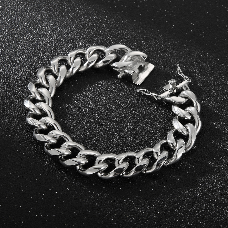 Hip-hop Retro Solid Color Titanium Steel Chain Men's Bracelets Necklace display picture 4