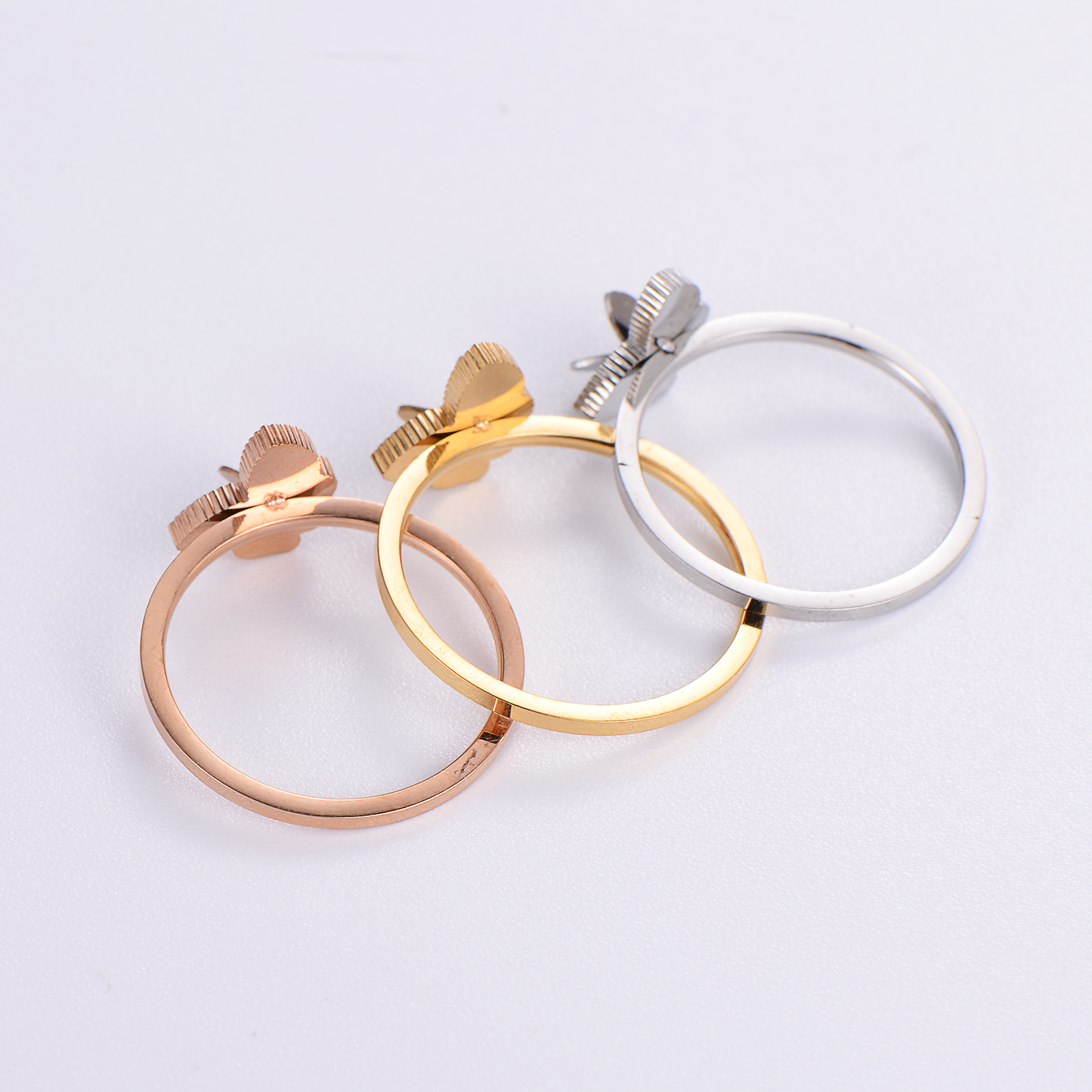 Elegant Funny Butterfly Stainless Steel Plating 18k Gold Plated Rose Gold Plated Rings display picture 4