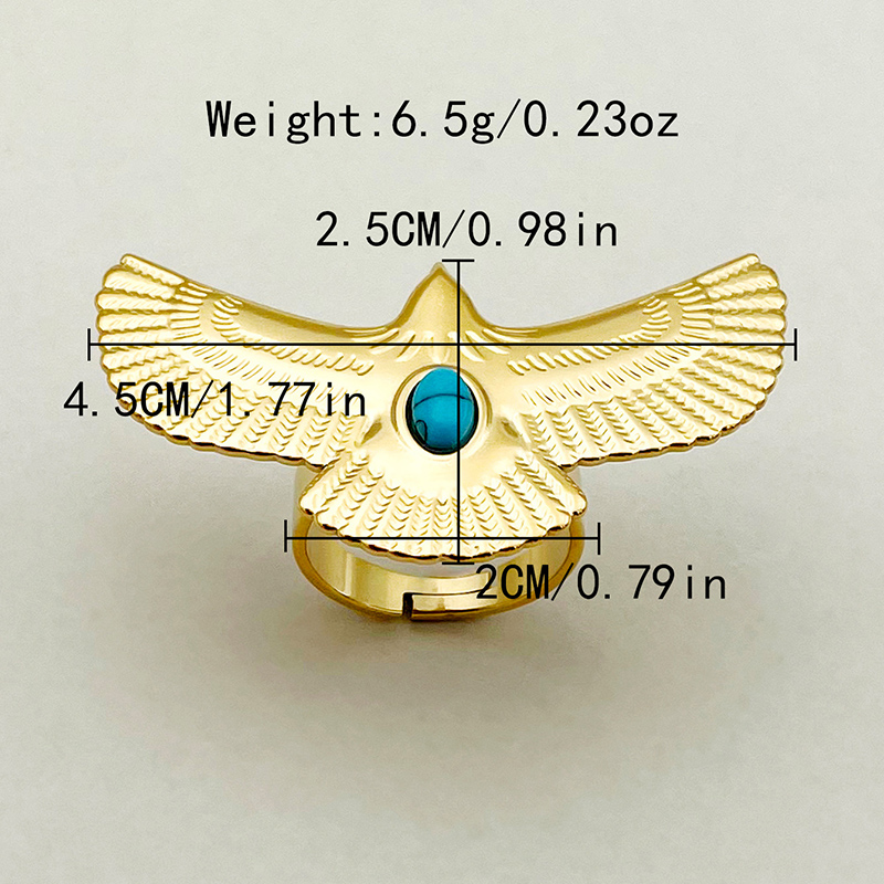 304 Stainless Steel 14K Gold Plated Casual Modern Style Streetwear Plating Inlay Flower Dragonfly Turquoise Zircon Open Rings display picture 9