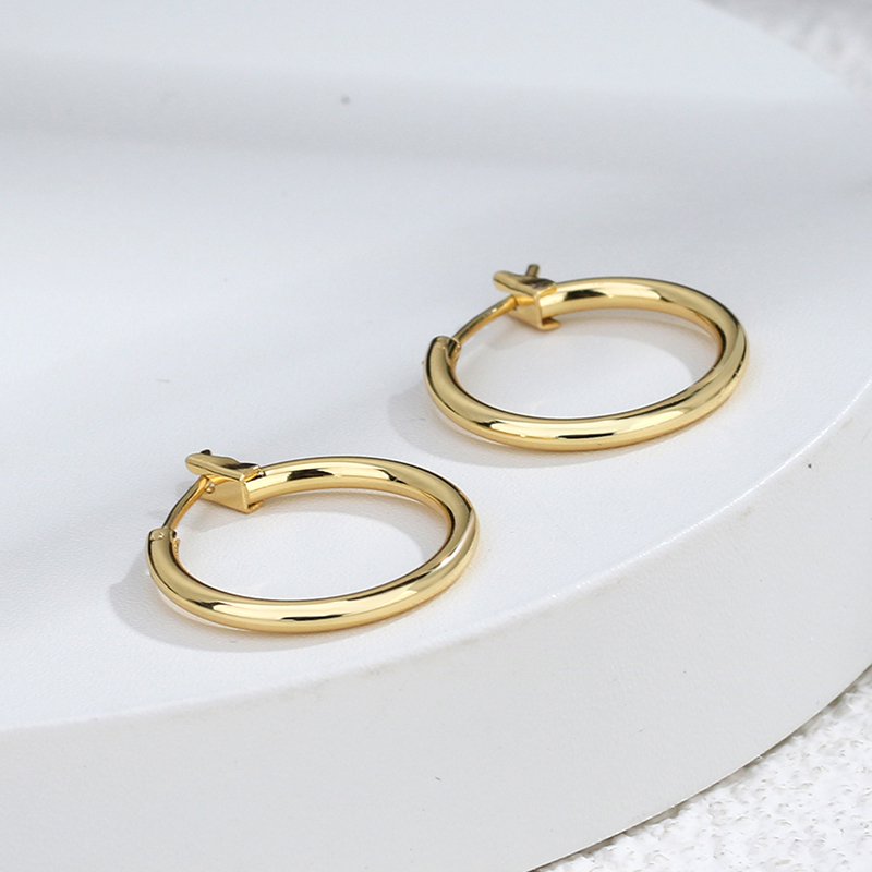1 Pair Simple Style Classic Style Commute Solid Color Plating Copper 18k Gold Plated Hoop Earrings display picture 4