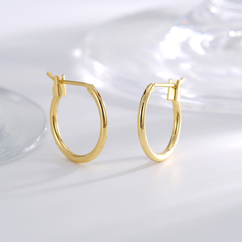 1 Pair Simple Style Classic Style Commute Solid Color Plating Copper 18k Gold Plated Hoop Earrings display picture 9