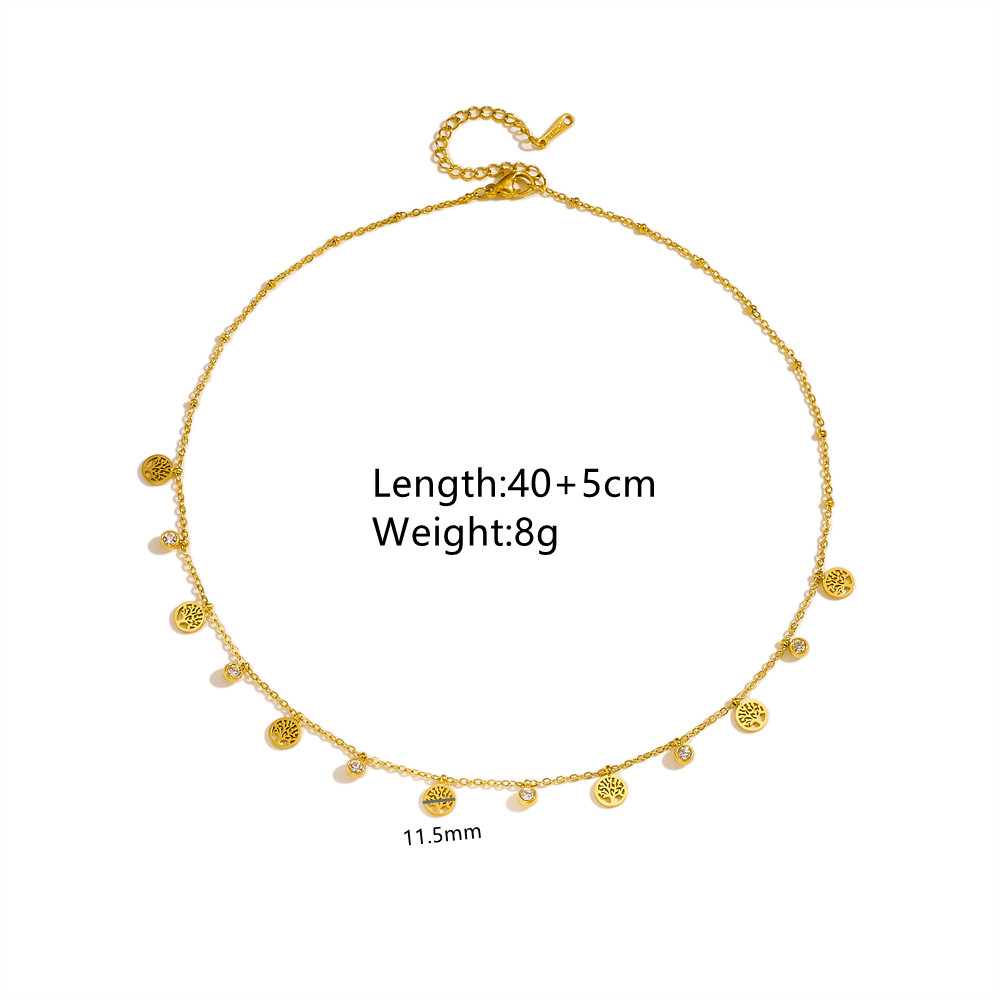 Titan Stahl 18 Karat Vergoldet Elegant Überzug Mond Herzform Schmetterling Zirkon Halskette display picture 3