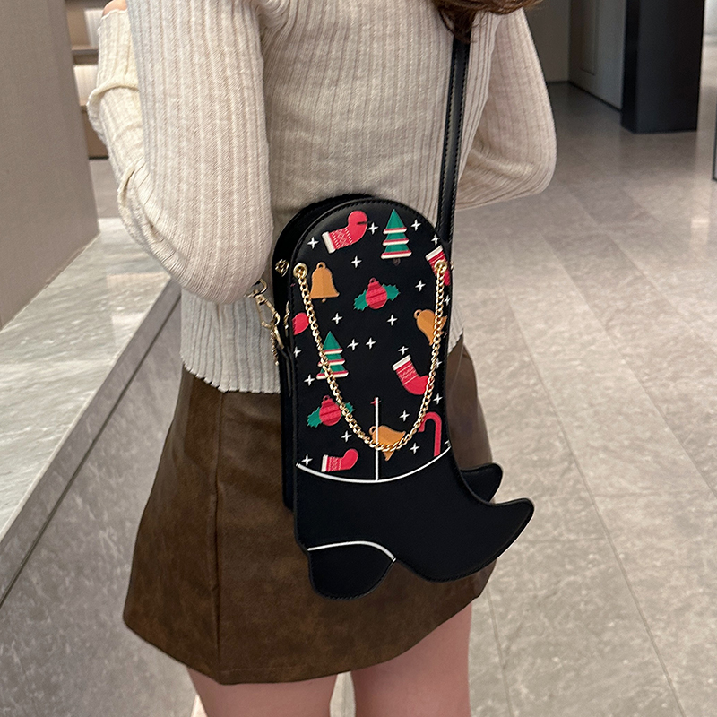 Women's Pu Leather Christmas Tree Classic Style Sewing Thread Bucket Zipper Crossbody Bag display picture 17