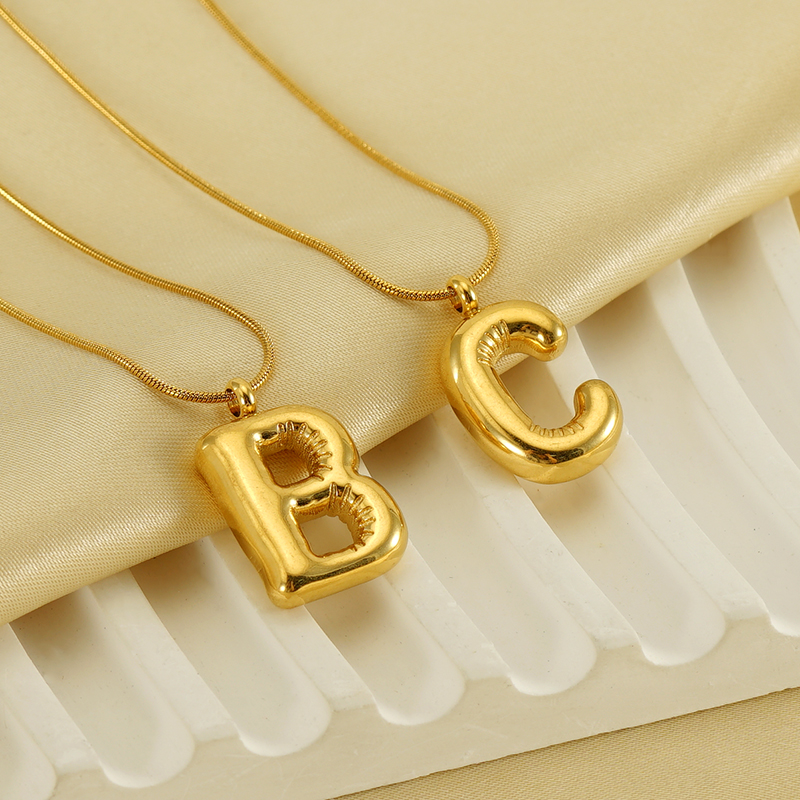 Stainless Steel 18K Gold Plated Casual Classic Style Polishing Plating Letter Titanium Steel Pendant Necklace display picture 4