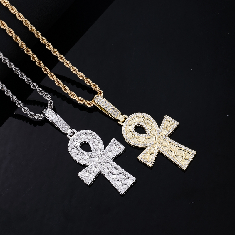 Hip-Hop Retro Vintage Style Cross 304 Stainless Steel Copper Irregular Plating Inlay Zircon Men's Necklace Pendant display picture 3