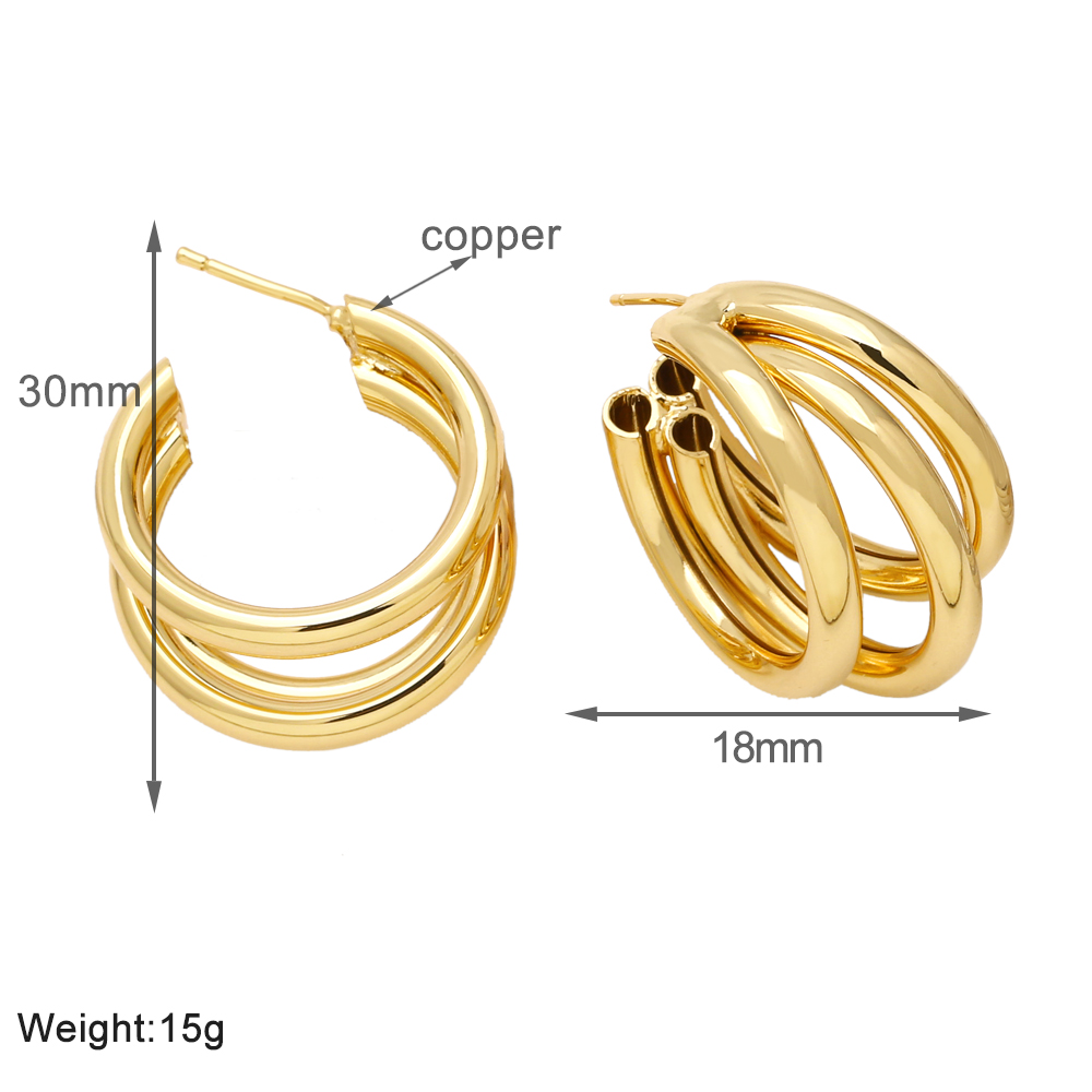 1 Pair Vintage Style Simple Style Solid Color Plating Copper 18k Gold Plated Hoop Earrings display picture 3
