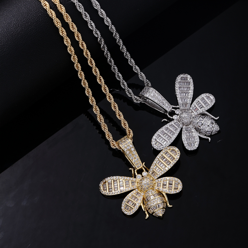 Hip-Hop Funny Insect Stainless Steel Copper Plating Inlay Zircon K Gold Plated Rhodium Plated Unisex Necklace Pendant display picture 3