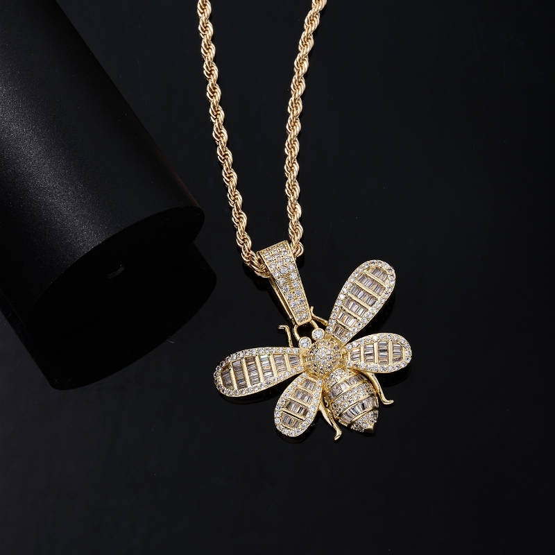Hip-Hop Funny Insect Stainless Steel Copper Plating Inlay Zircon K Gold Plated Rhodium Plated Unisex Necklace Pendant display picture 7