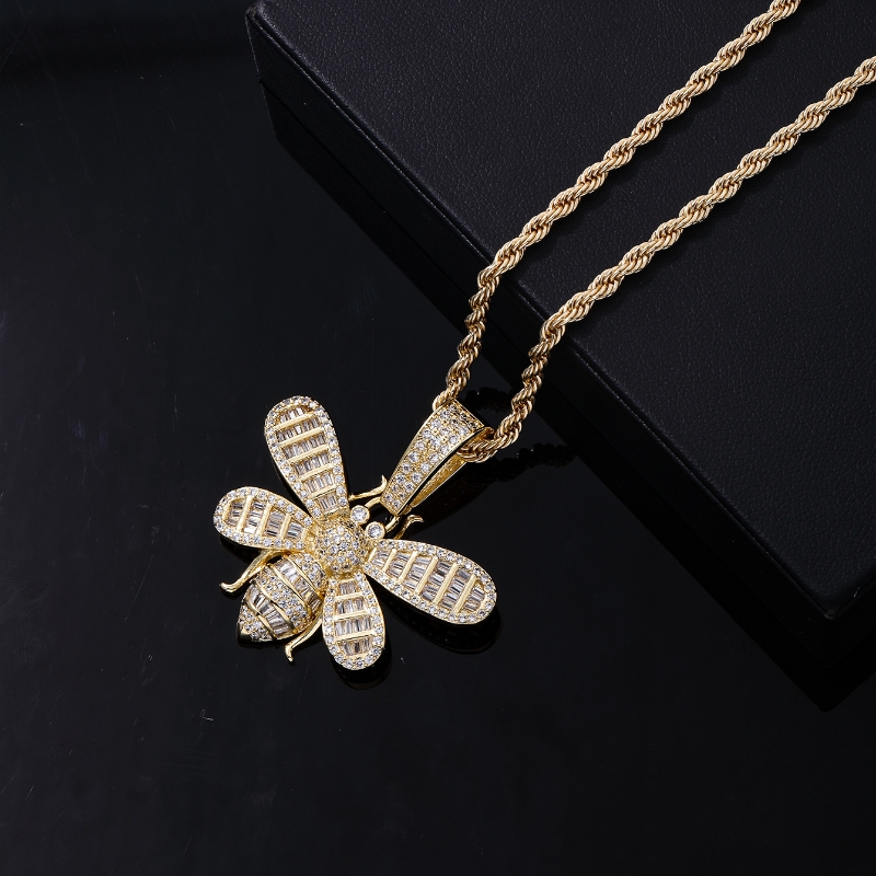 Hip-Hop Funny Insect Stainless Steel Copper Plating Inlay Zircon K Gold Plated Rhodium Plated Unisex Necklace Pendant display picture 8