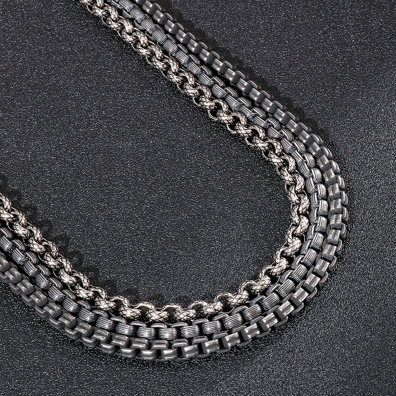 Hip-Hop Retro Geometric Solid Color Titanium Steel Plating Chain Men's Necklace display picture 1