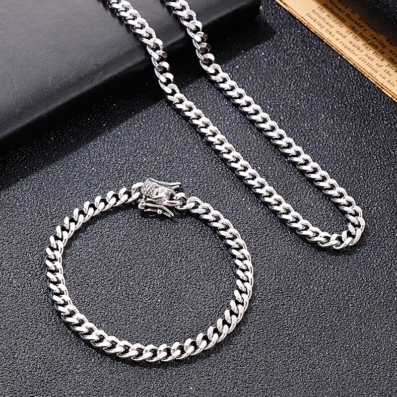 Titanium Steel 18K Gold Plated Hip-Hop Retro Chain Solid Color Necklace display picture 2