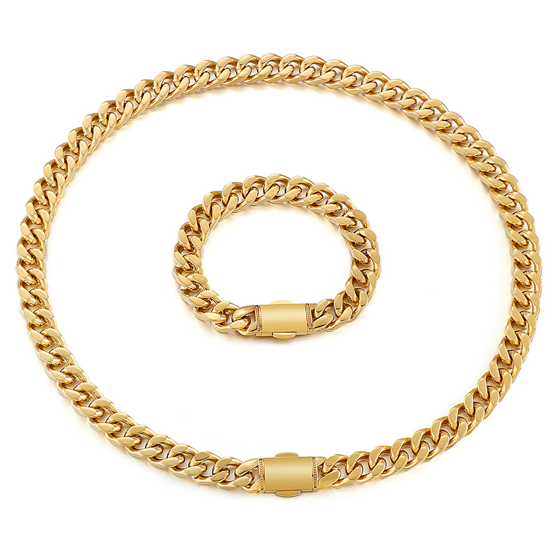 Classic Style Solid Color 18K Gold Plated Titanium Steel Wholesale Bracelets Necklace display picture 6