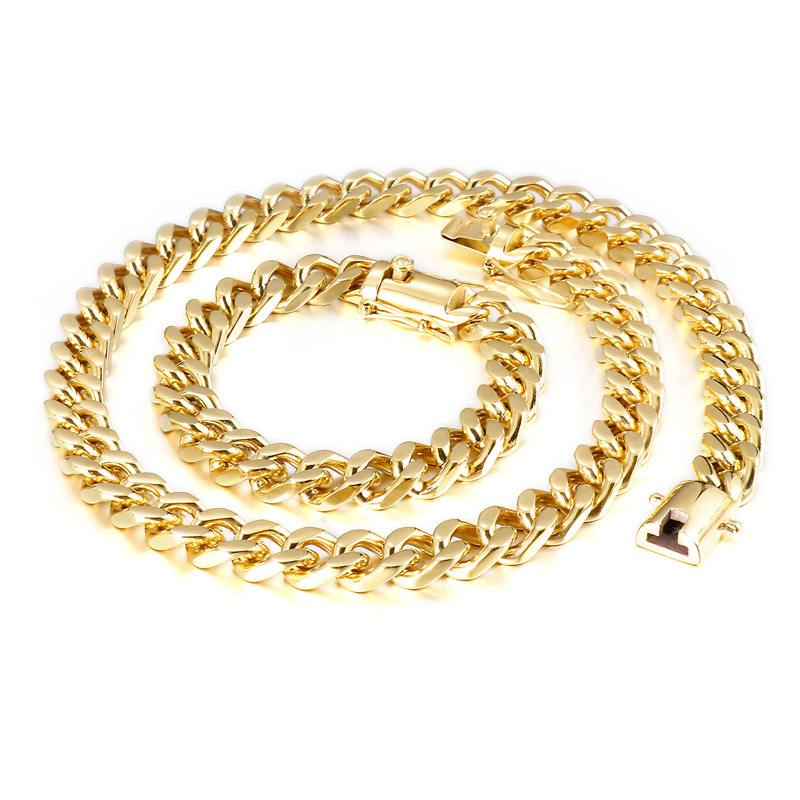 Hip-Hop Retro Solid Color 18K Gold Plated Titanium Steel Wholesale Bracelets Necklace display picture 5