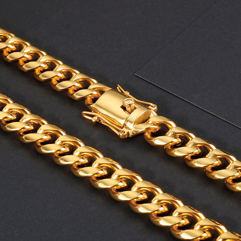 Hip-Hop Retro Geometric Solid Color Titanium Steel Plating Chain 18K Gold Plated Men's Necklace display picture 1