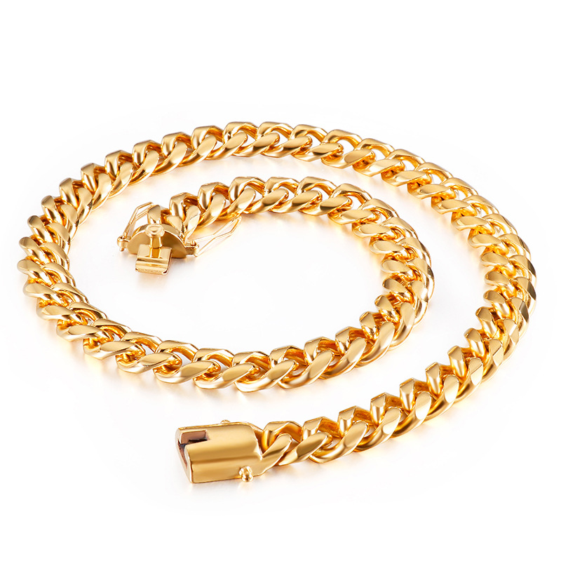 Hip-Hop Retro Geometric Solid Color Titanium Steel Plating Chain 18K Gold Plated Men's Necklace display picture 5