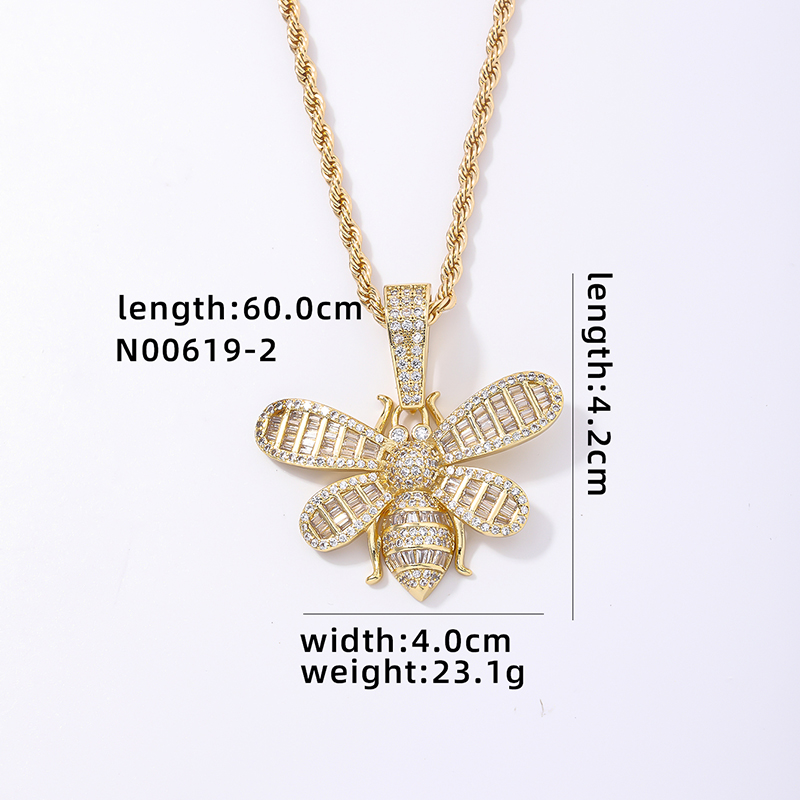 Hip-Hop Funny Insect Stainless Steel Copper Plating Inlay Zircon K Gold Plated Rhodium Plated Unisex Necklace Pendant display picture 2