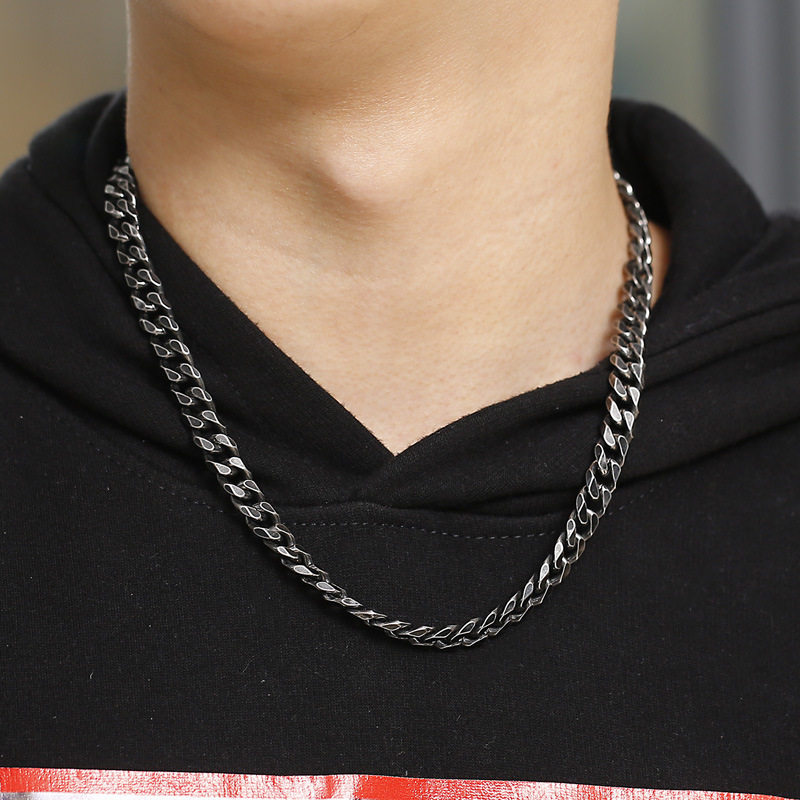 Hip-Hop Retro Geometric Solid Color Titanium Steel Plating Chain Men's Necklace display picture 4