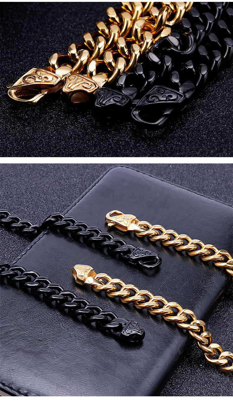 Stainless Steel 18K Gold Plated Hip-Hop Retro Plating Chain Solid Color Bracelets Necklace display picture 1