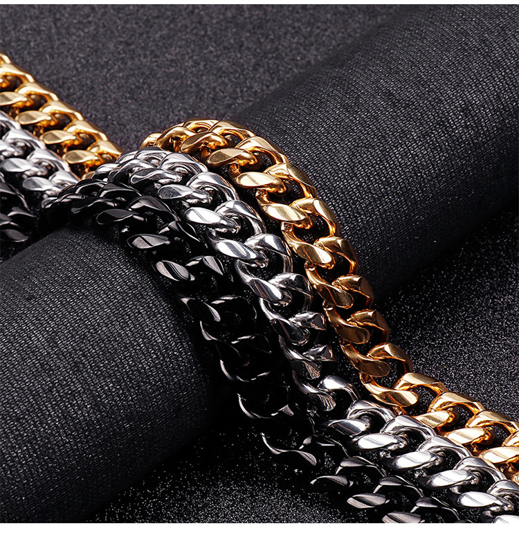 Hip-Hop Retro Solid Color Titanium Steel Plating Chain 18K Gold Plated Men's Bracelets display picture 1