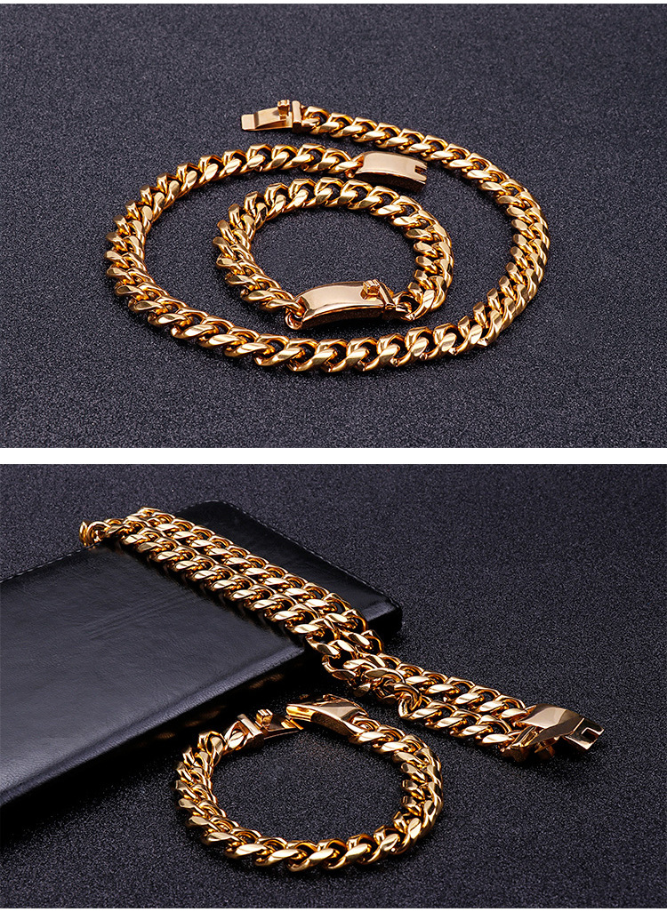 Hip-Hop Retro Solid Color Titanium Steel Plating Chain 18K Gold Plated Men's Bracelets display picture 2