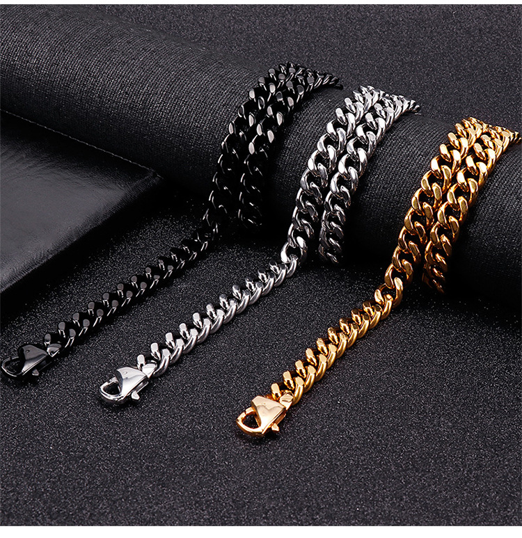 Hip-Hop Retro Solid Color Stainless Steel Plating Chain 18K Gold Plated Men's Bracelets display picture 1
