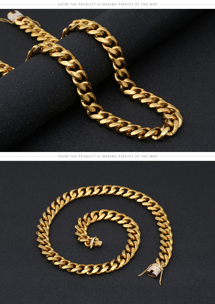 Hip-Hop Punk Geometric Titanium Steel Plating 18K Gold Plated Men's Necklace display picture 3