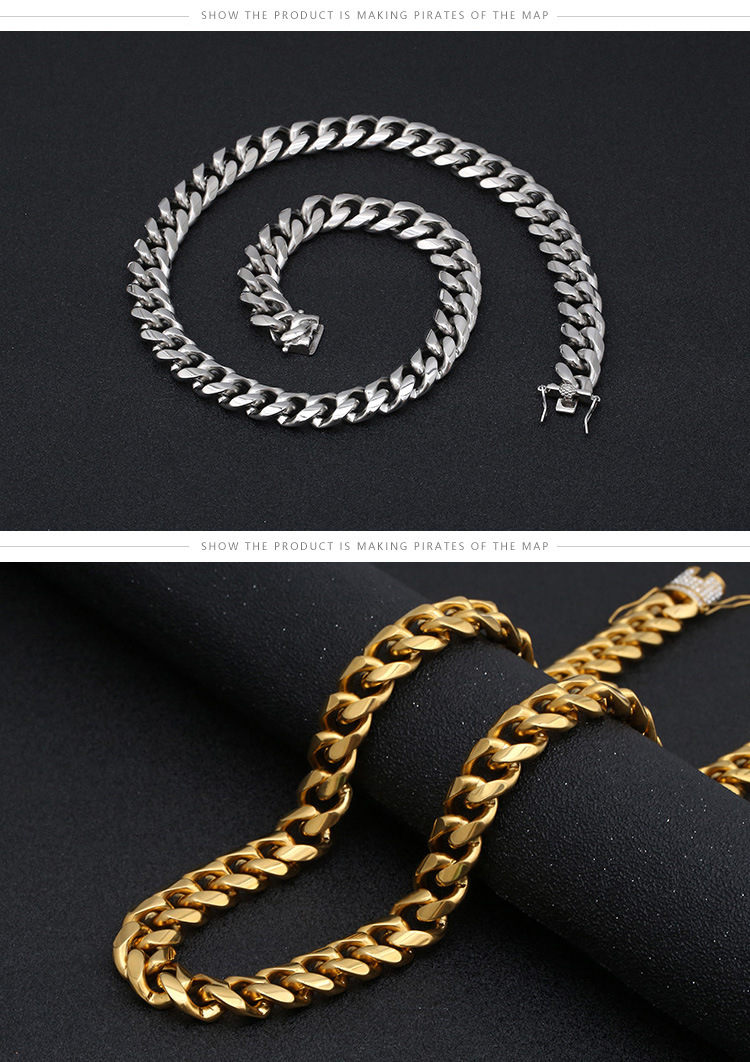 Hip-Hop Punk Geometric Titanium Steel Plating 18K Gold Plated Men's Necklace display picture 4
