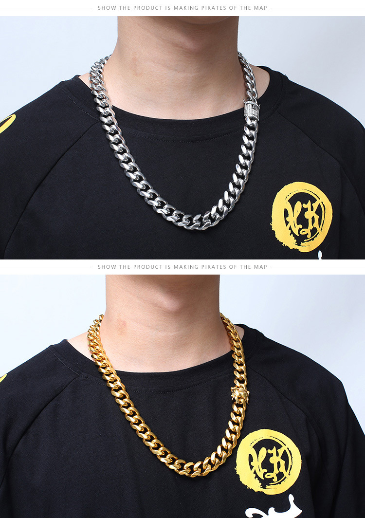 Hip Hop Punk Geométrico Acero Titanio Enchapado Chapados en oro de 18k Hombres Collar display picture 5