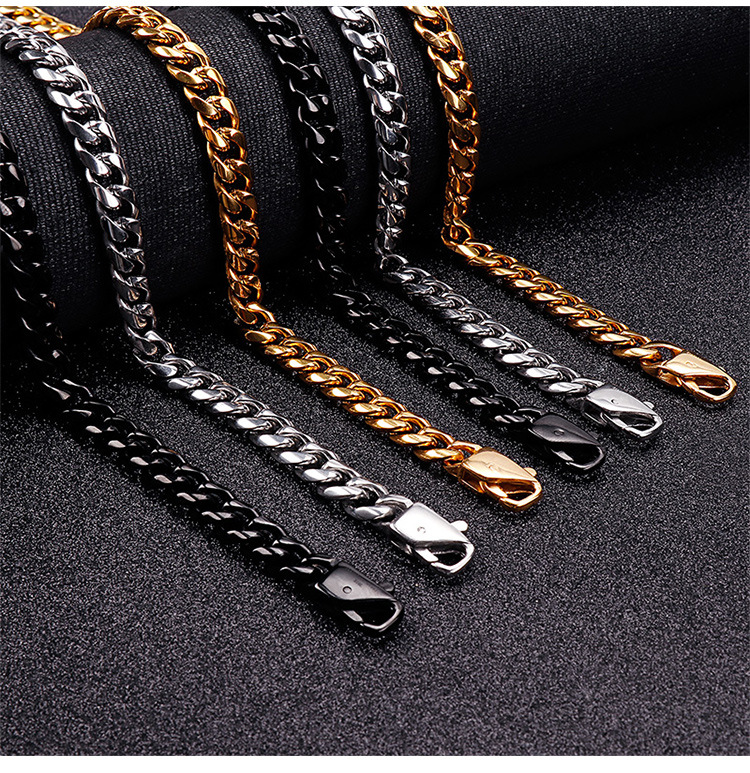 Hip-Hop Retro Solid Color Titanium Steel Plating Chain 18K Gold Plated Men's Necklace display picture 1