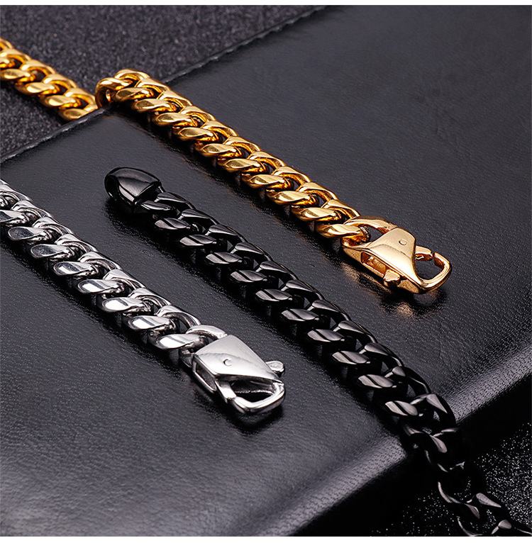 Hip-Hop Retro Solid Color Titanium Steel Plating Chain 18K Gold Plated Men's Necklace display picture 2