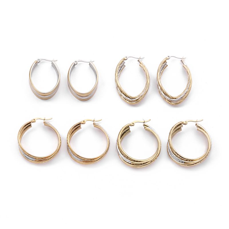 1 Par Estilo Vintage Estilo Simple Irregular Circulo Enchapado Acero Inoxidable Chapados en oro de 18k Aretes display picture 4