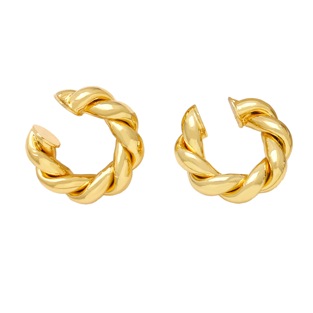 1 Pair Simple Style Twist Plating Copper 18k Gold Plated Hoop Earrings display picture 2