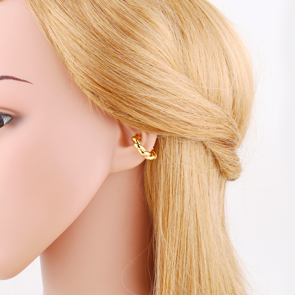 1 Pair Simple Style Twist Plating Copper 18k Gold Plated Hoop Earrings display picture 3