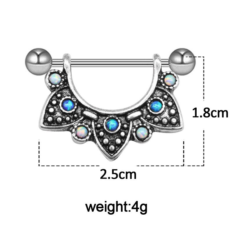 Hip-hop Roman Style British Style Heart Shape Stainless Steel Alloy Epoxy Plating Inlay Rhinestones Zircon White Gold Plated Nipple Ring display picture 2