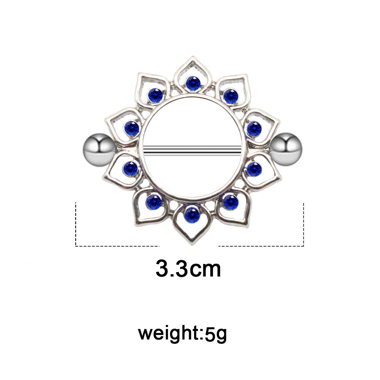 Hip-hop Roman Style British Style Heart Shape Stainless Steel Alloy Epoxy Plating Inlay Rhinestones Zircon White Gold Plated Nipple Ring display picture 3