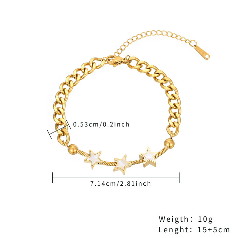 Décontractée Style Simple Style Classique Star Acier Inoxydable Placage Incruster Zircon Plaqué Or Bracelets display picture 3